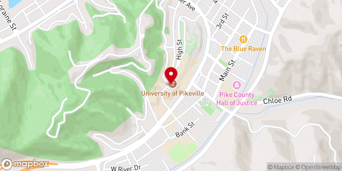 Map showing location of Pikeville College Historical Marker