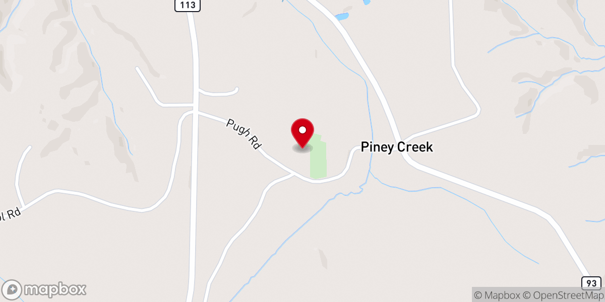 Map showing location of Piney Creek United Methodist Church