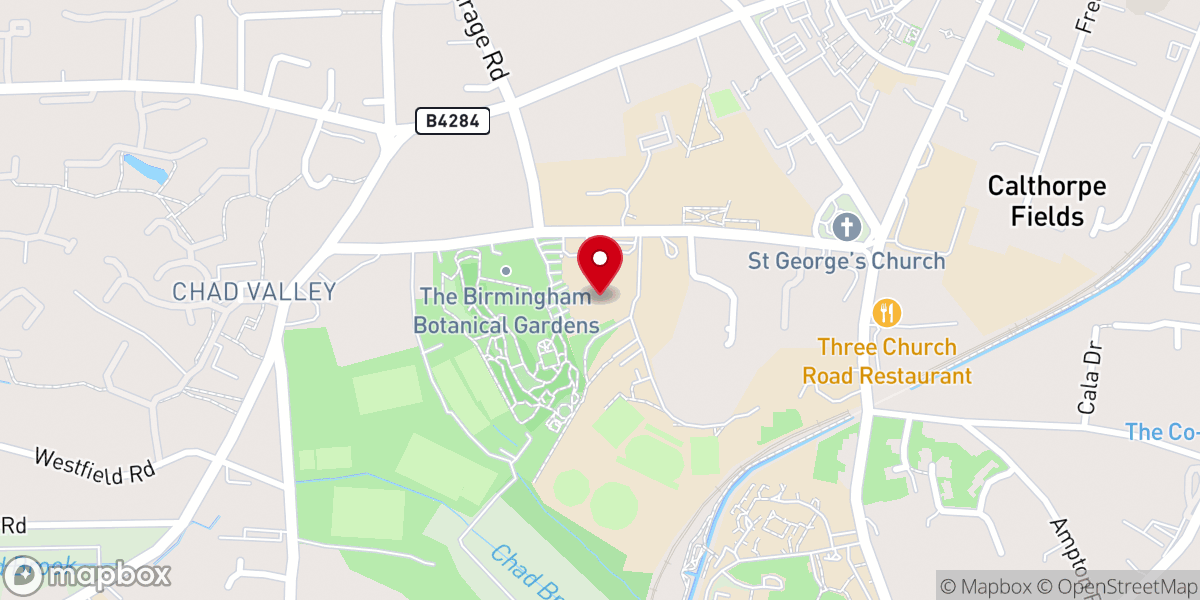 Map showing location of City Church Birmingham