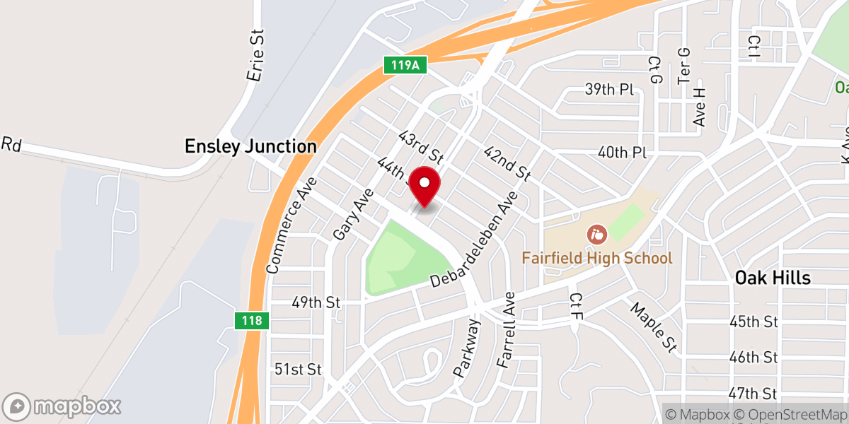 Map showing location of Fairfield First United Methodist Church