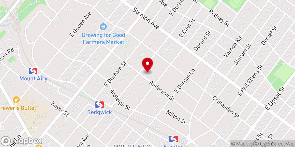 Map showing location of Mt. Airy Presbyterian Church