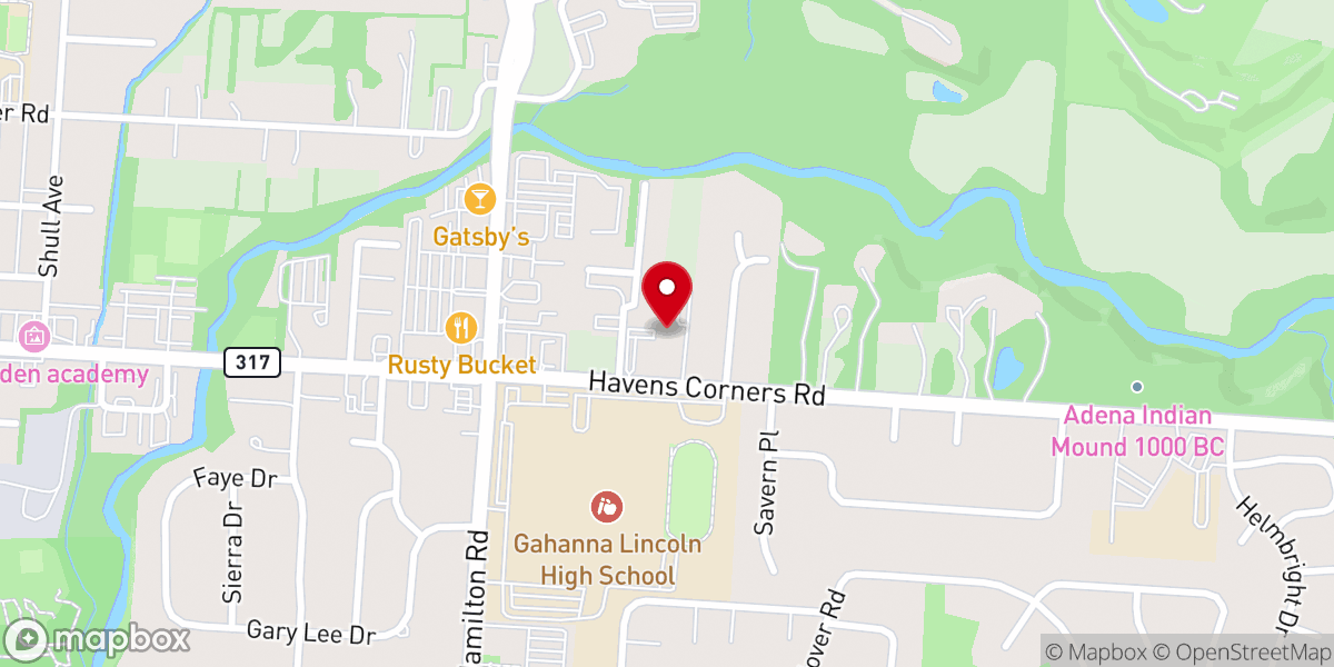Map showing location of First Baptist Church Gahanna