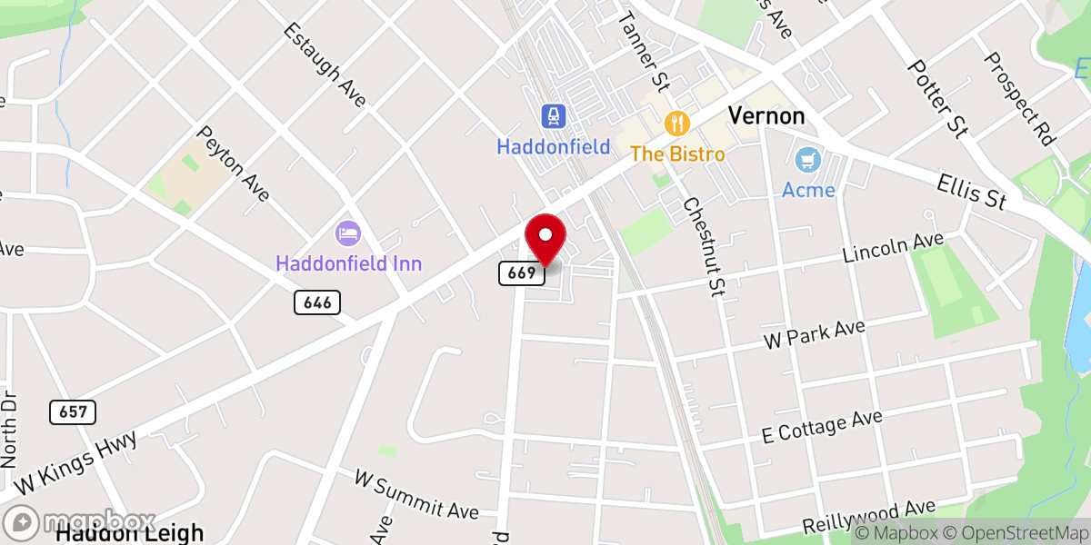 Map showing location of Haddonfield United Methodist Church