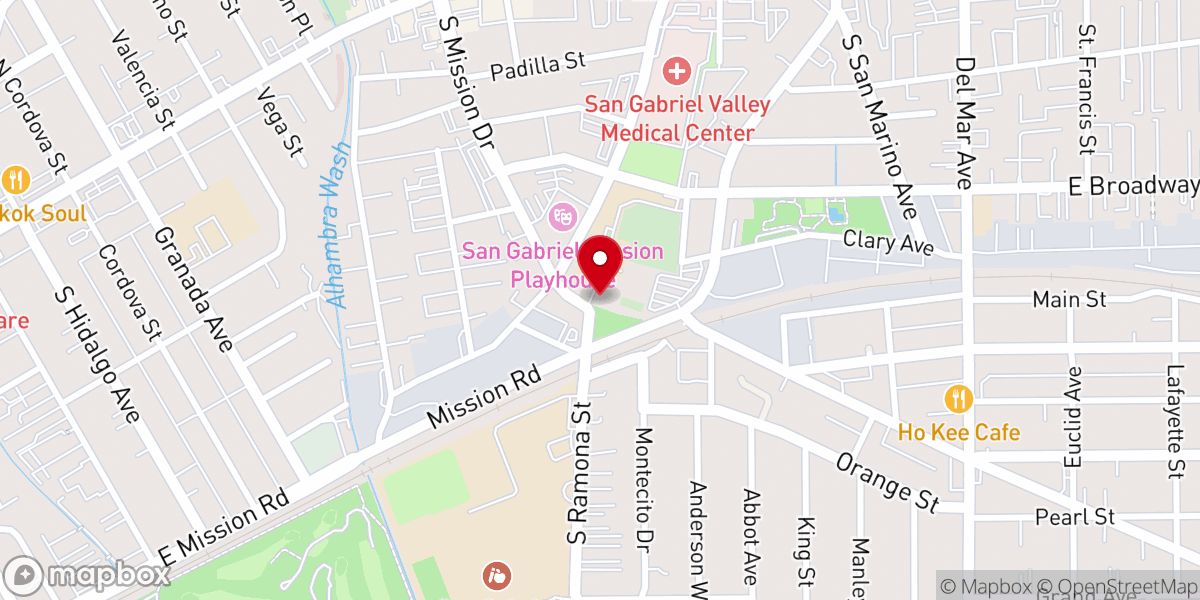 Map showing location of Mission San Gabriel Arcángel