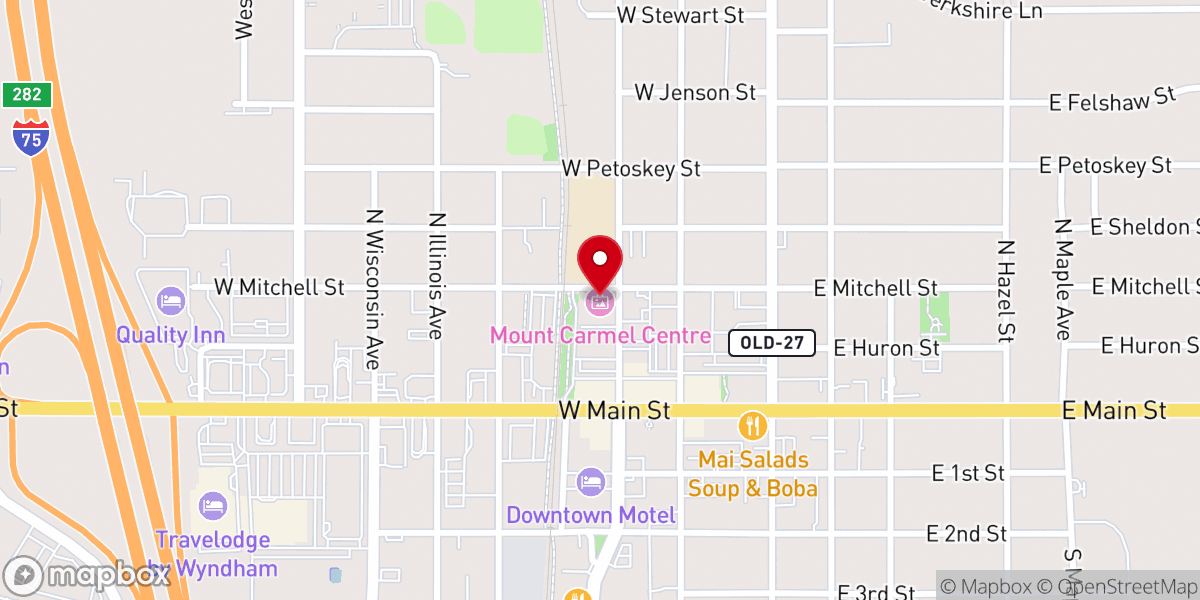 Map showing location of Mount Carmel Centre - Gaylord Michigan