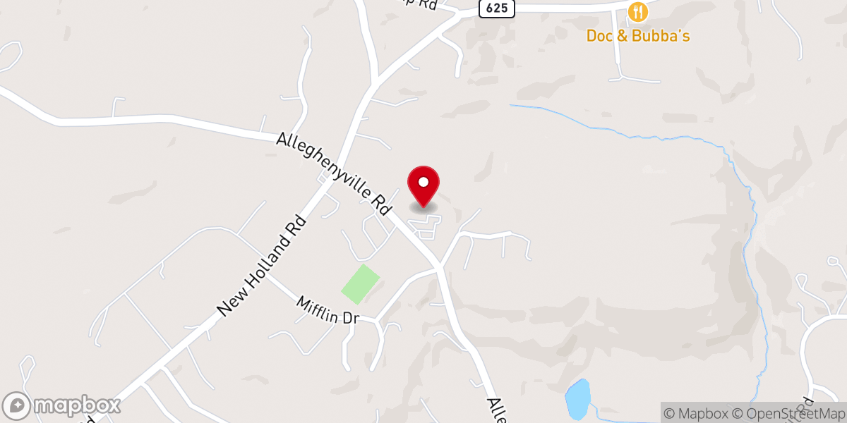 Map showing location of Allegheny Evangelical Lutheran Church