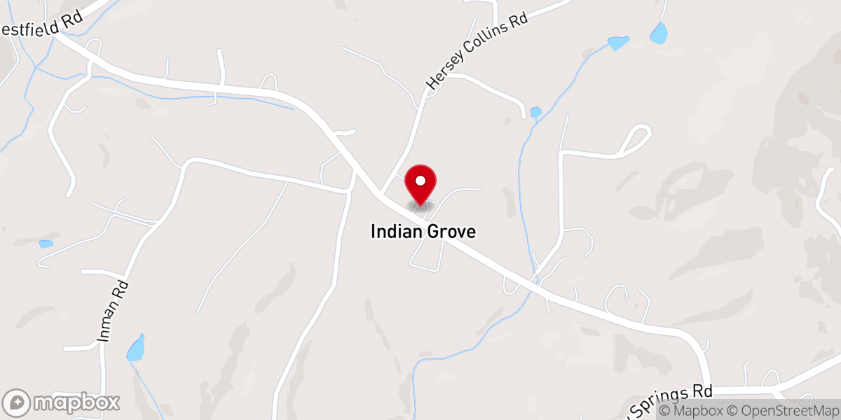 Map showing location of Indian Grove Baptist Church