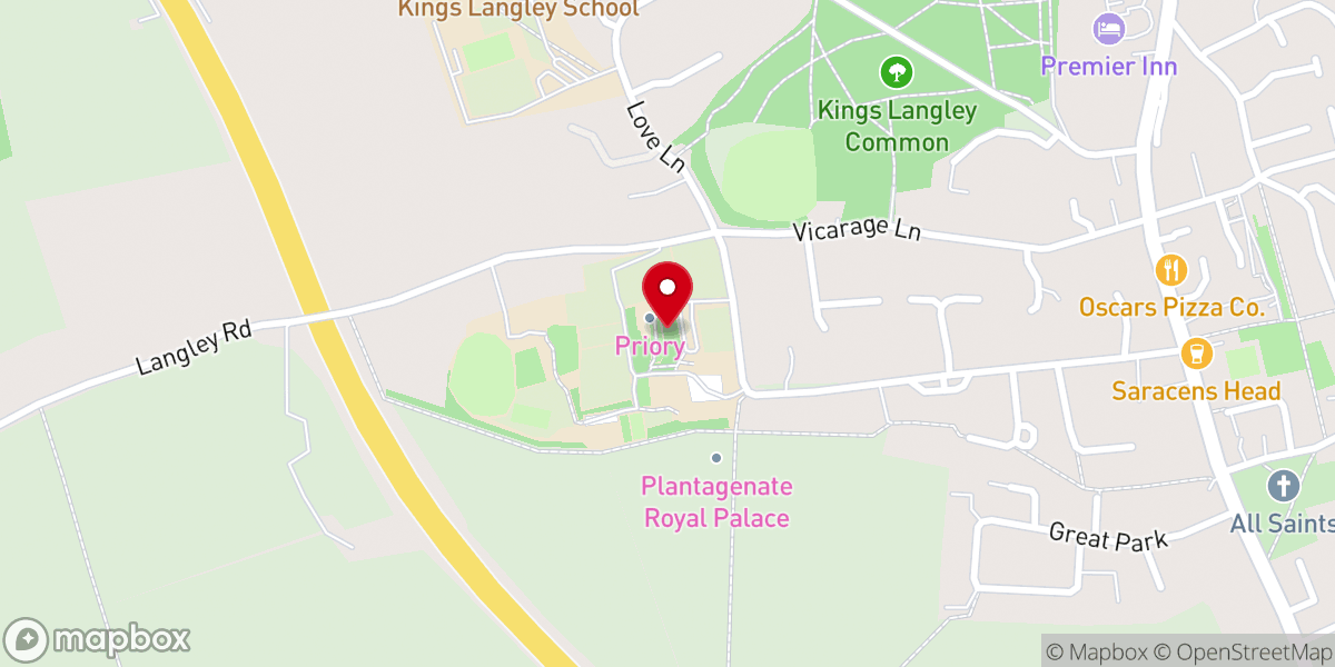 Map showing location of Priory (Remains of)