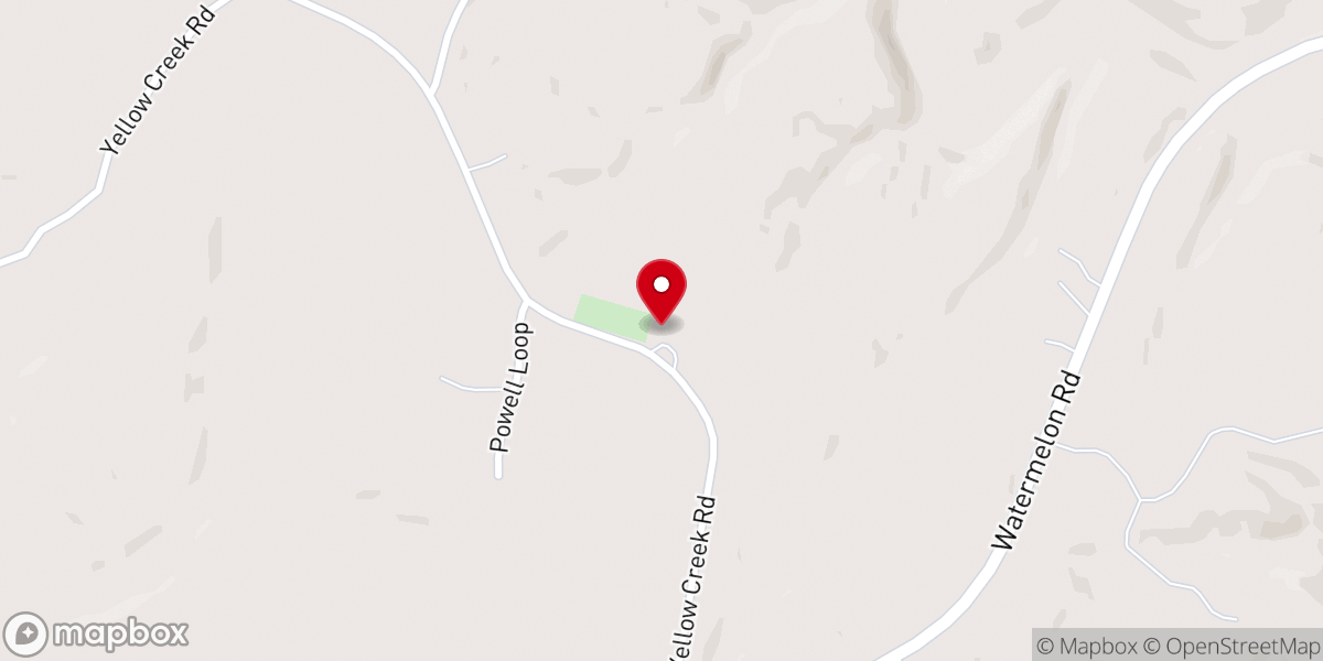 Map showing location of Yellow Creek Church