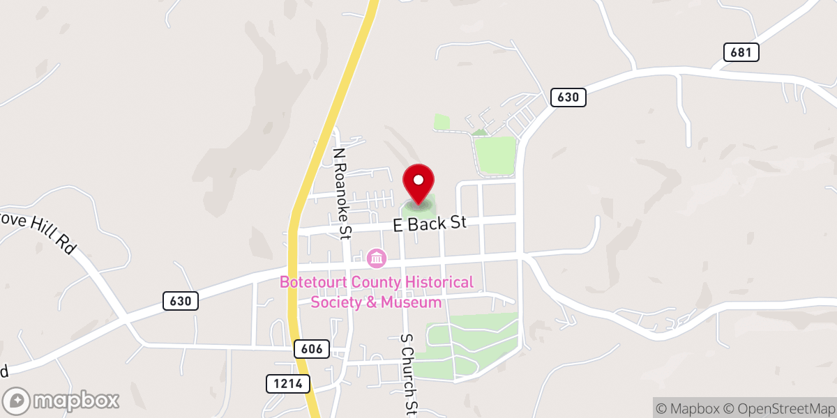 Map showing location of Fincastle Presbyterian Church