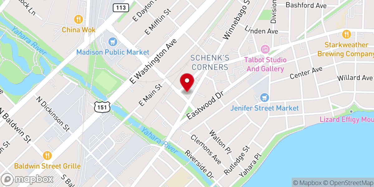 Map showing location of Madison Church