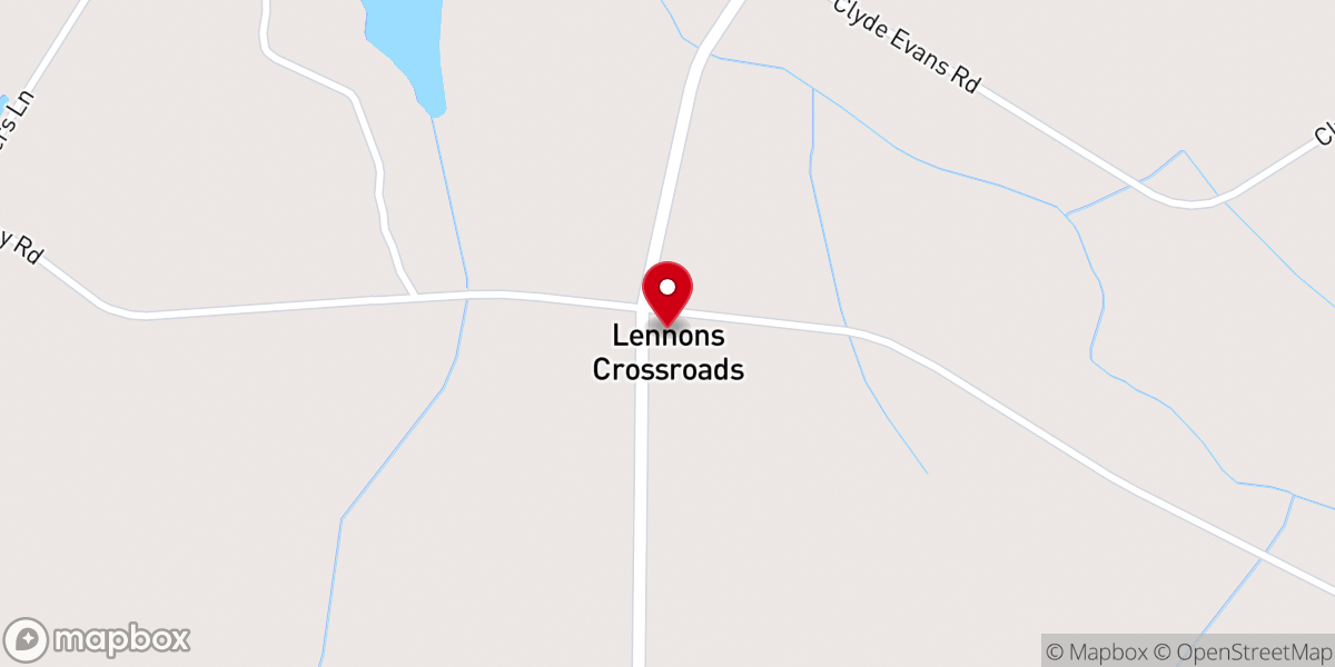 Map showing location of Lennons Crossroads Church