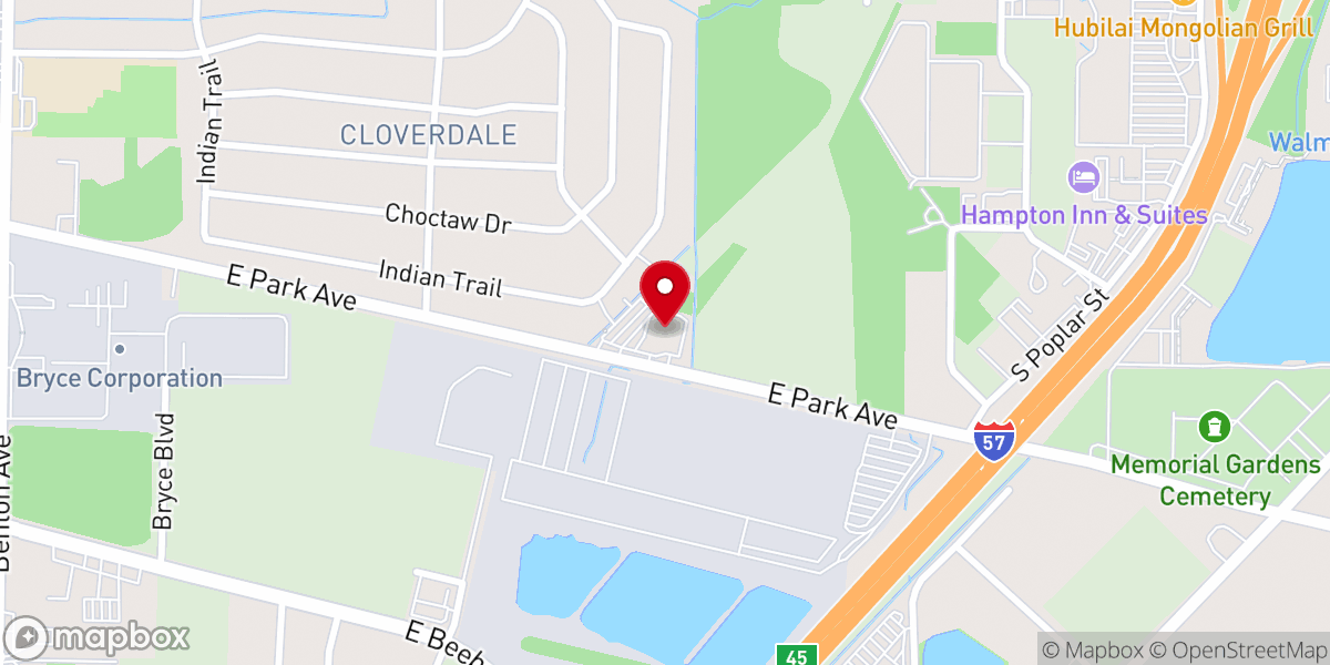 Map showing location of Cloverdale Church of Christ