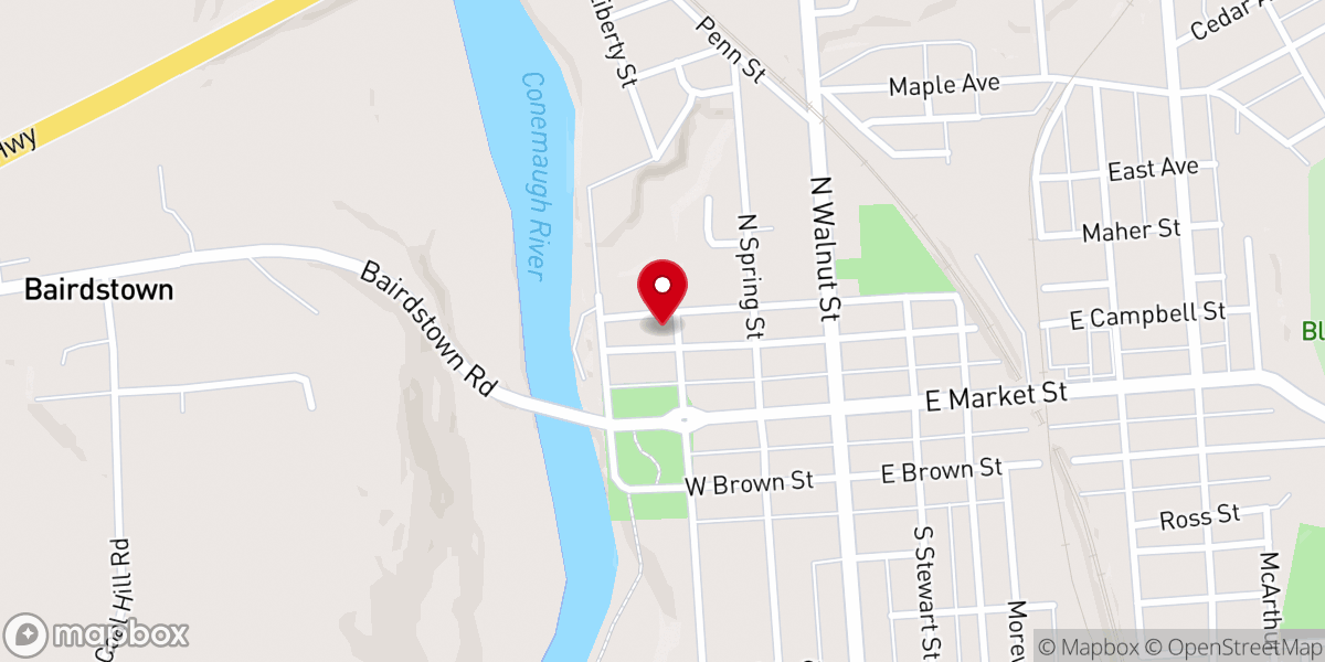 Map showing location of Hebron Lutheran Church