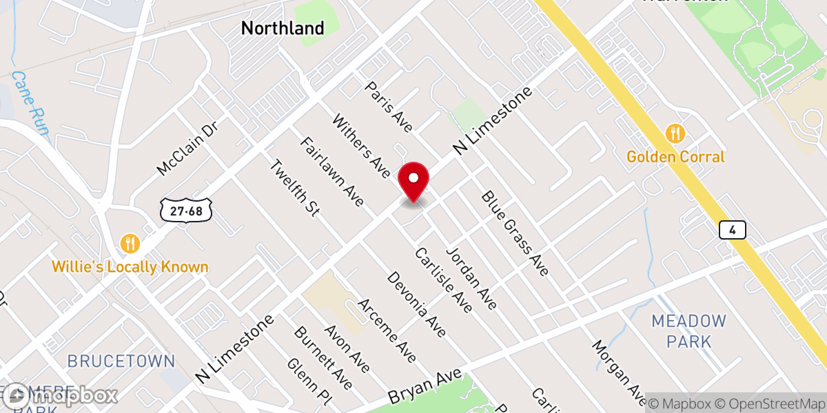 Map showing location of Arlington Christian Church