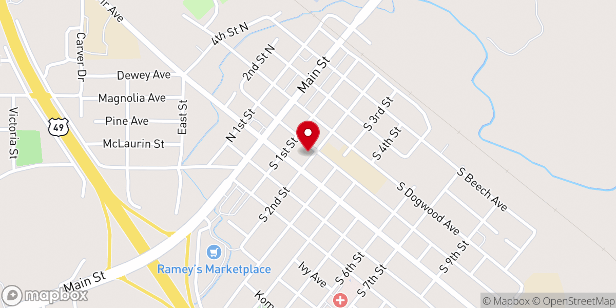 Map showing location of The Collins Presbyterian Church
