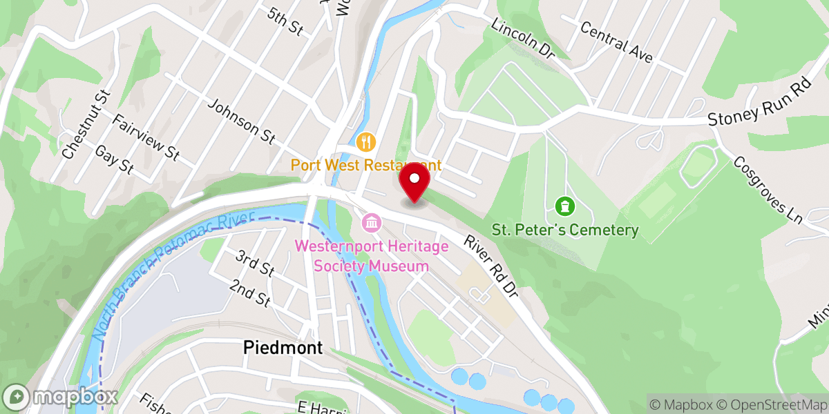 Map showing location of St Peter Roman Catholic Church