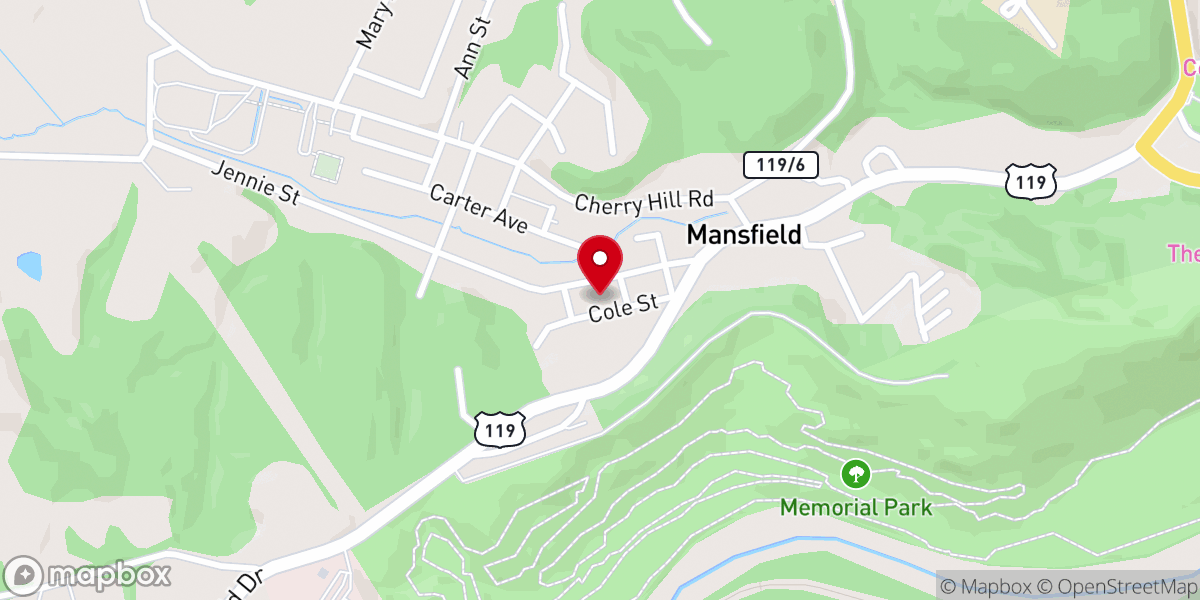 Map showing location of Mansfield United Methodist Church