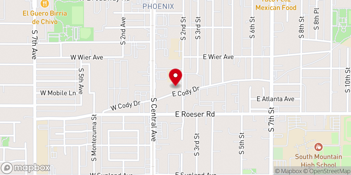 Map showing location of Shrine of Our Lady of the Americas