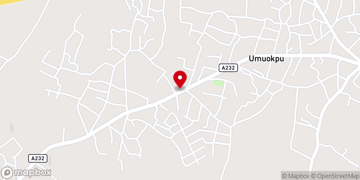 Map showing location of St. John's Catholic Church, Umuokpu Awka