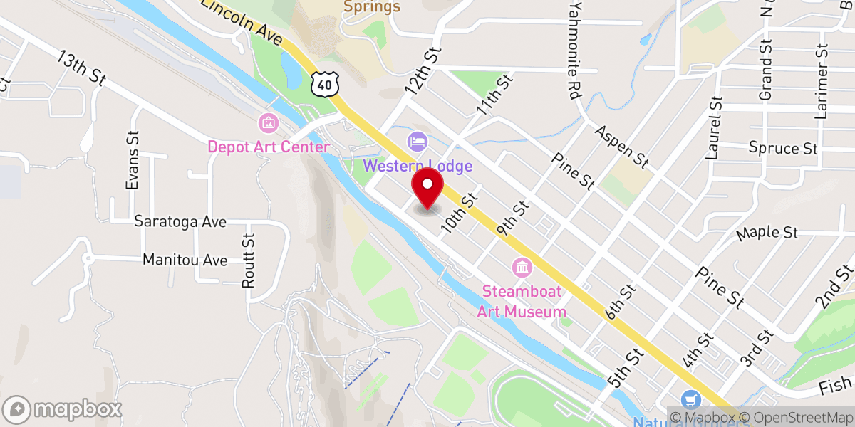 Map showing location of Steamboat Meat & Seafood Co