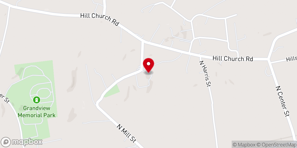 Map showing location of Hill Lutheran Church