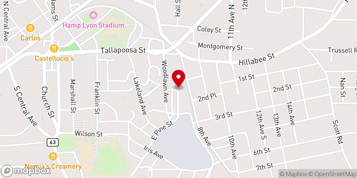 Map showing location of Comer Memorial Methodist Church