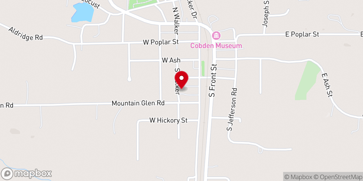 Map showing location of First Baptist Church of Cobden