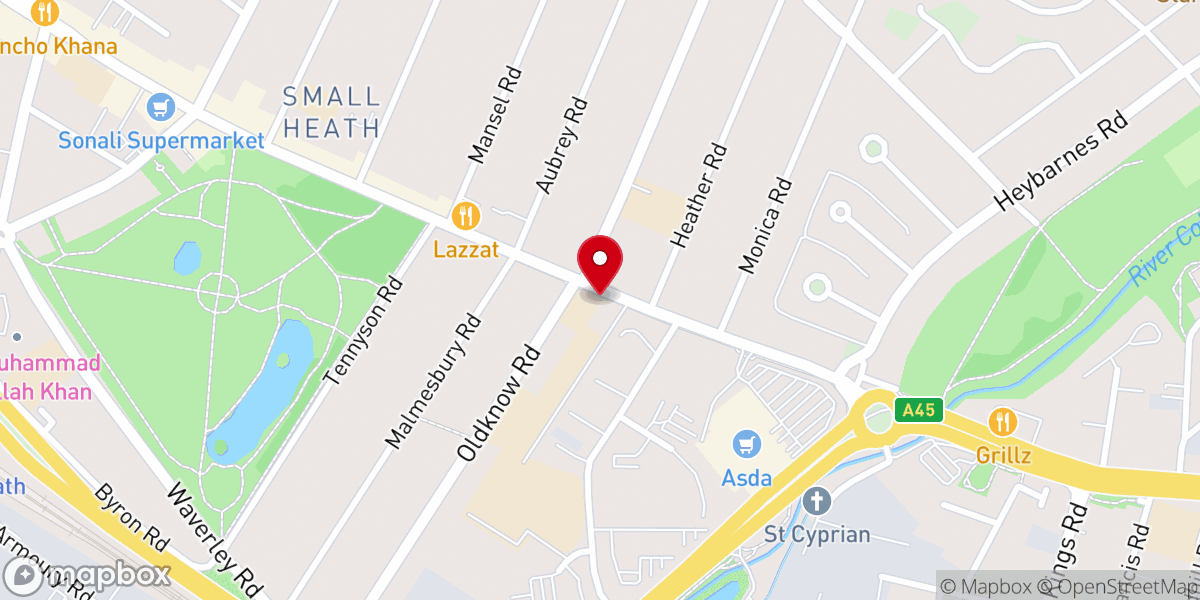 Map showing location of Holy Family RC Church, Small Heath