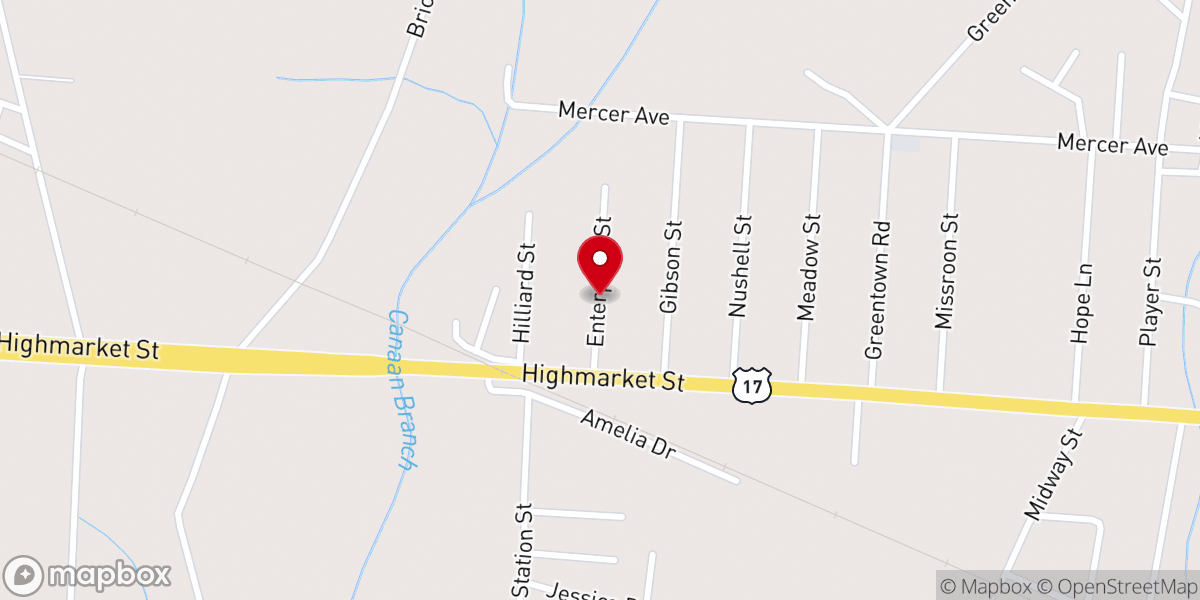 Map showing location of Rock Pentecostal Church
