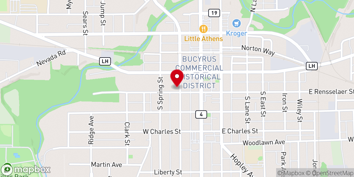 Map showing location of First Presbyterian Church