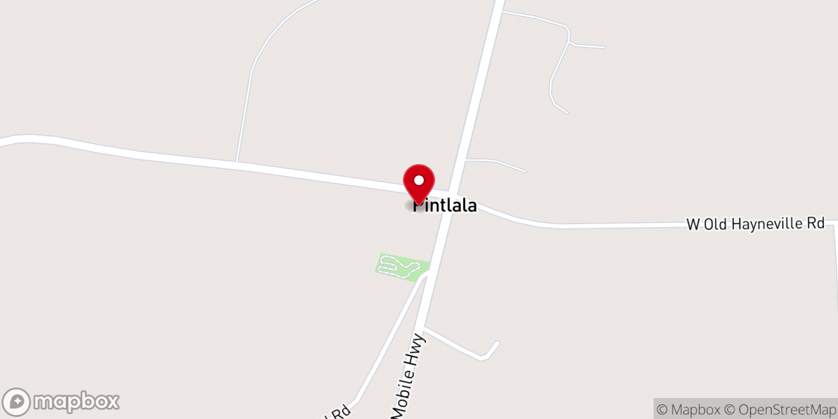 Map showing location of Pintlala Baptist Church