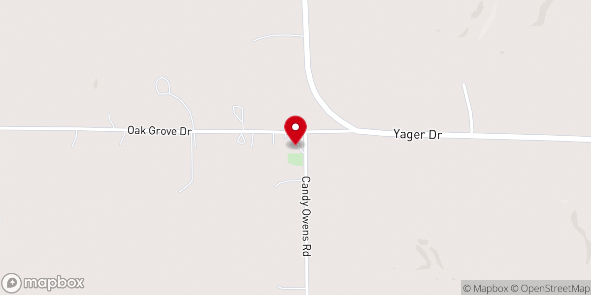 Map showing location of Oak Grove Baptist Church