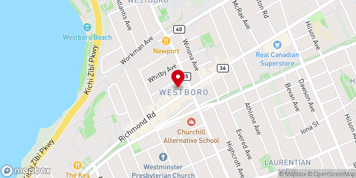 Map showing location of All Saints Anglican Church Westboro