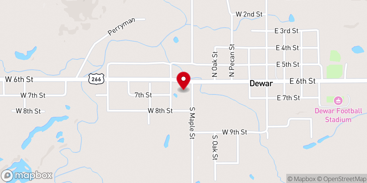 Map showing location of Henryetta Bible Baptist Church