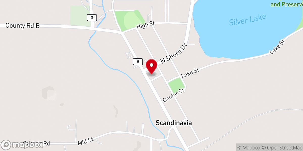 Map showing location of Scandinavia Lutheran Church (LCMC)