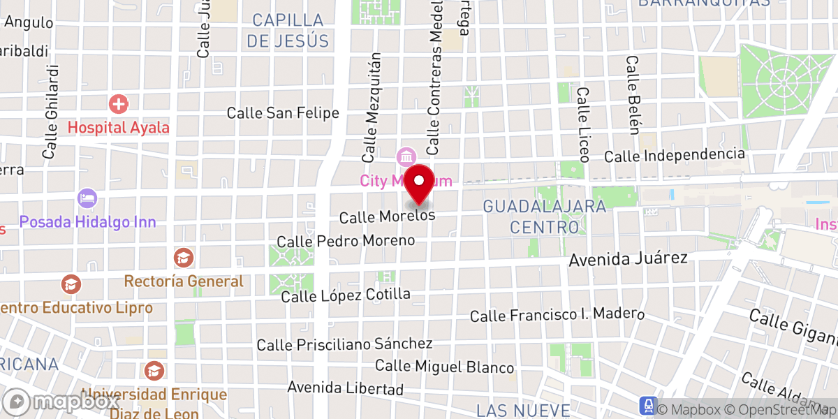 Map showing location of Parroquia de Jesús María (Santuario de Nuestra Señora del Rayo)