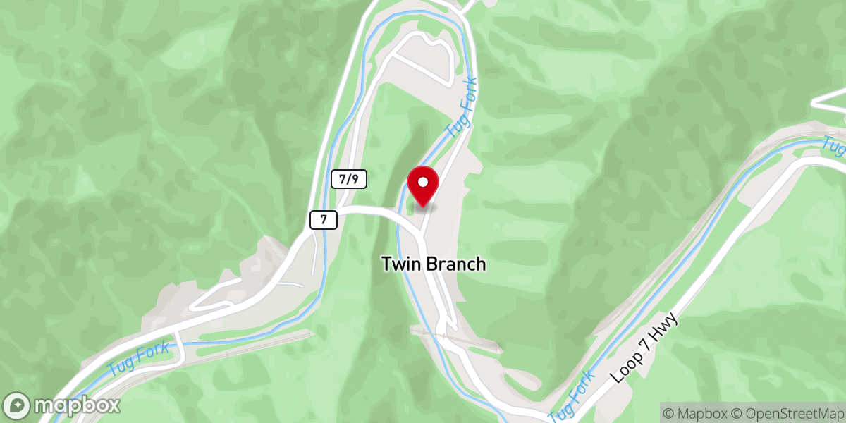 Map showing location of Twin Branch Pentecostal