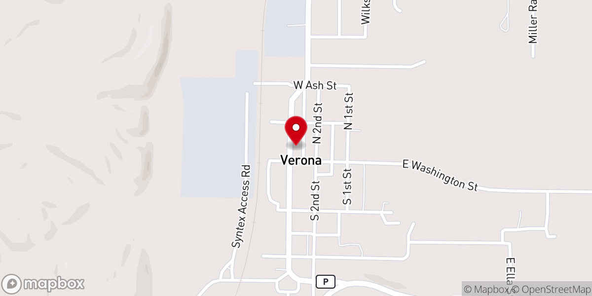 Map showing location of Verona Community Center