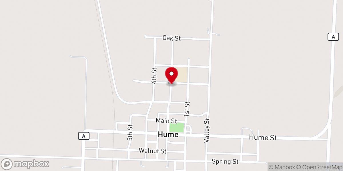 Map showing location of Hume Methodist Church