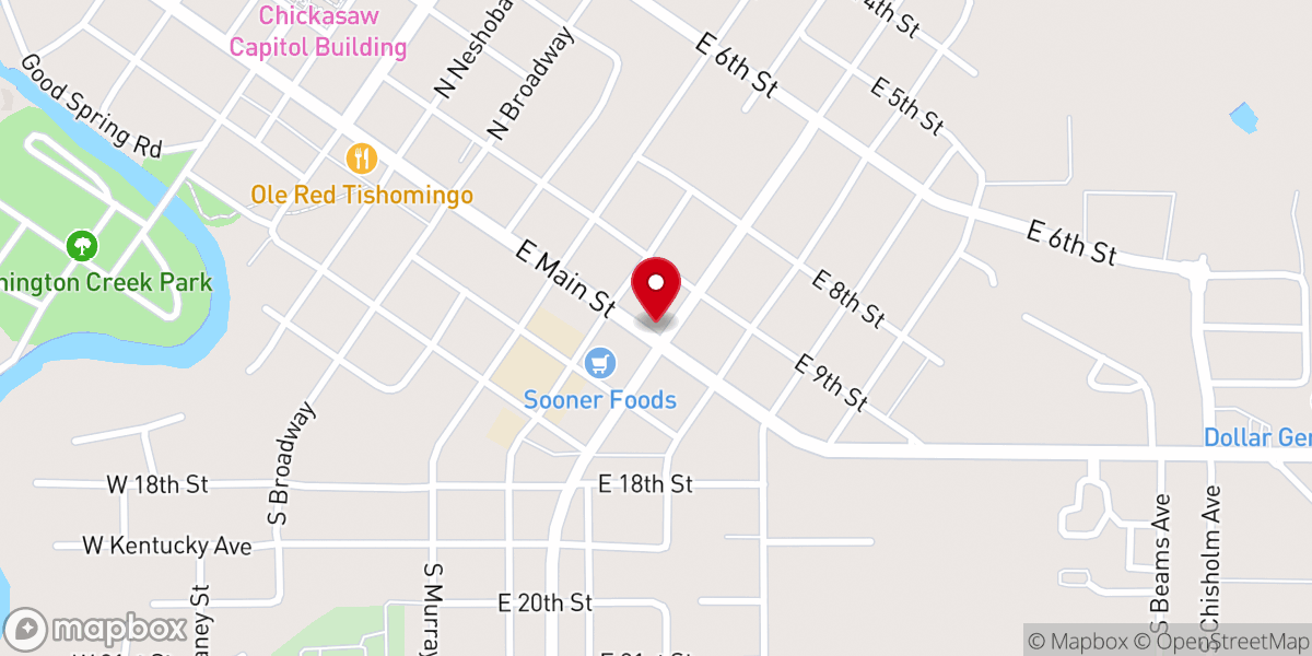Map showing location of First Baptist Church