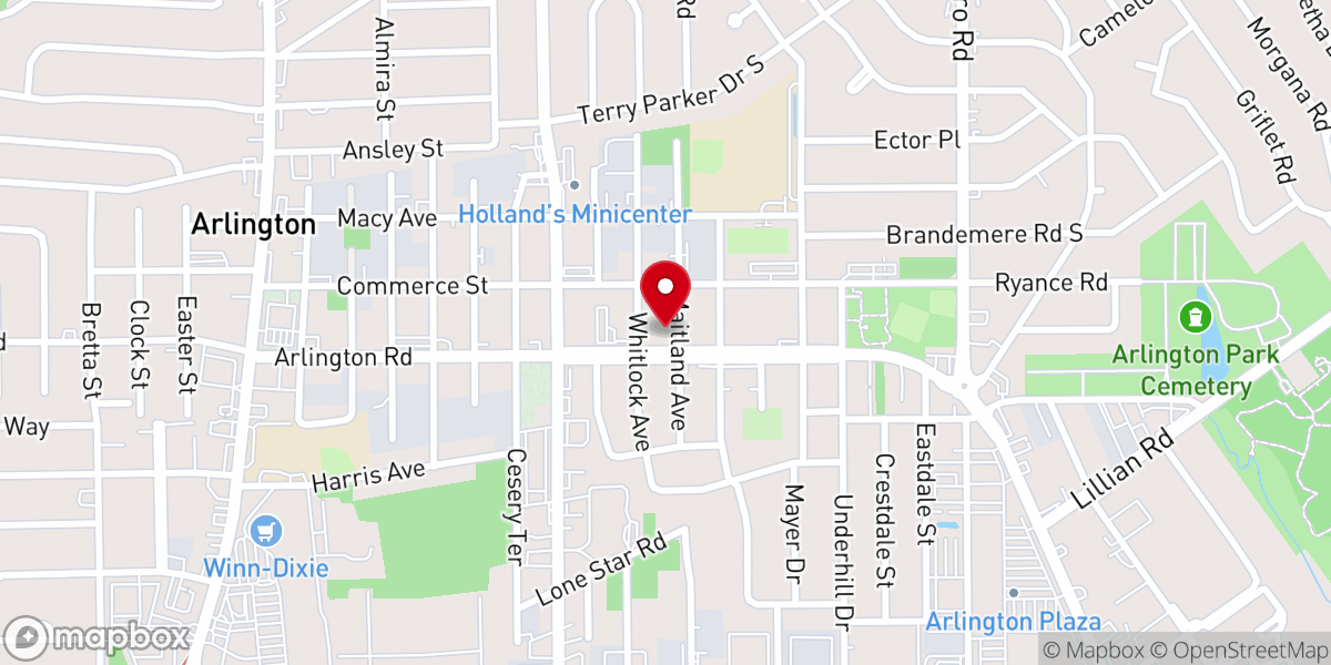 Map showing location of Church of Christ of Arlington