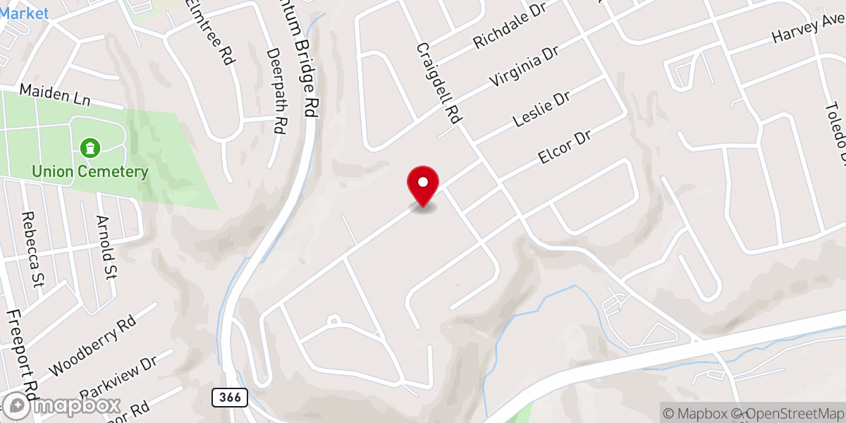 Map showing location of Allegheny Valley Church of Christ