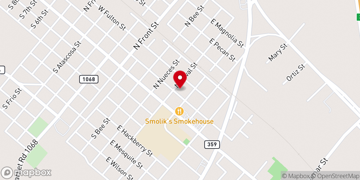 Map showing location of Mathis church of Christ