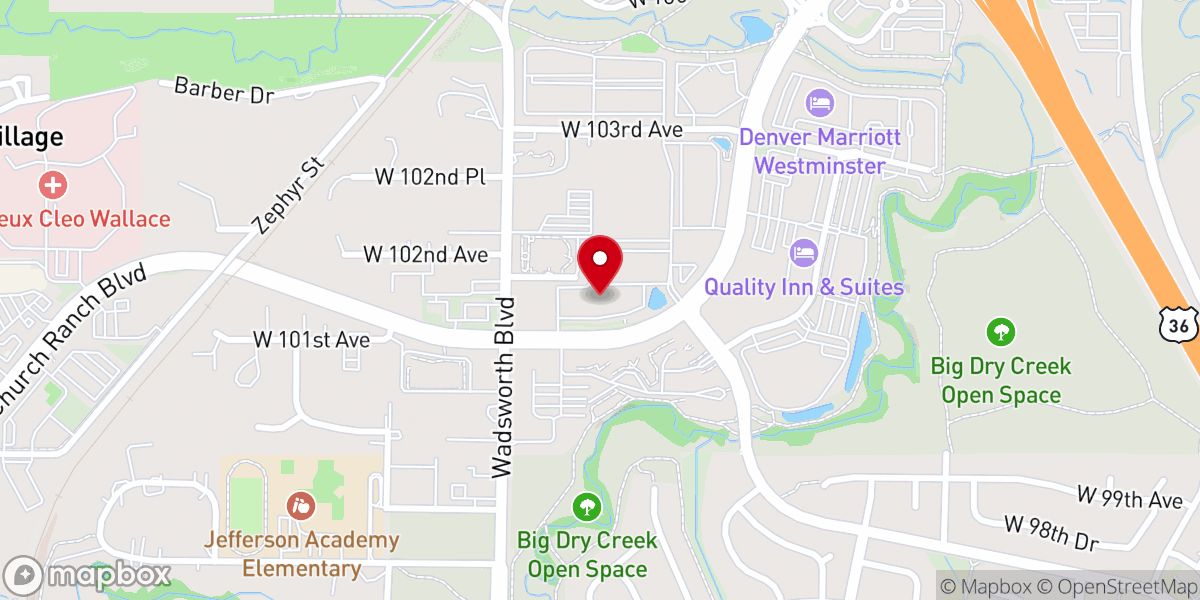 Map showing location of UCHealth Family Medicine - Westminster