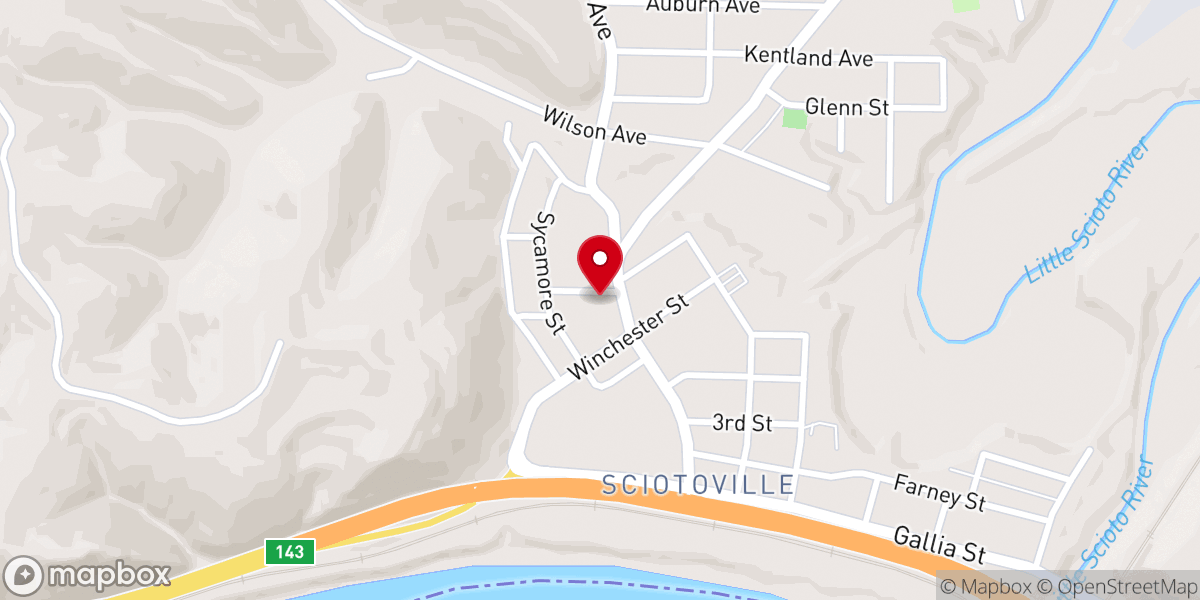 Map showing location of True Light Baptist Church Sciotoville, OH