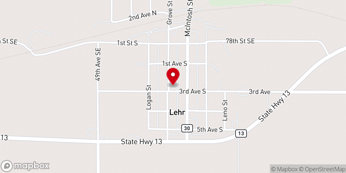 Map showing location of Lehr Seventh-Day Adventist Church