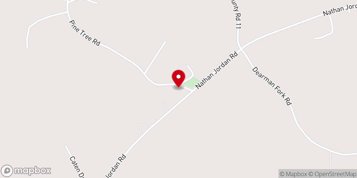 Map showing location of Pine Tree Church
