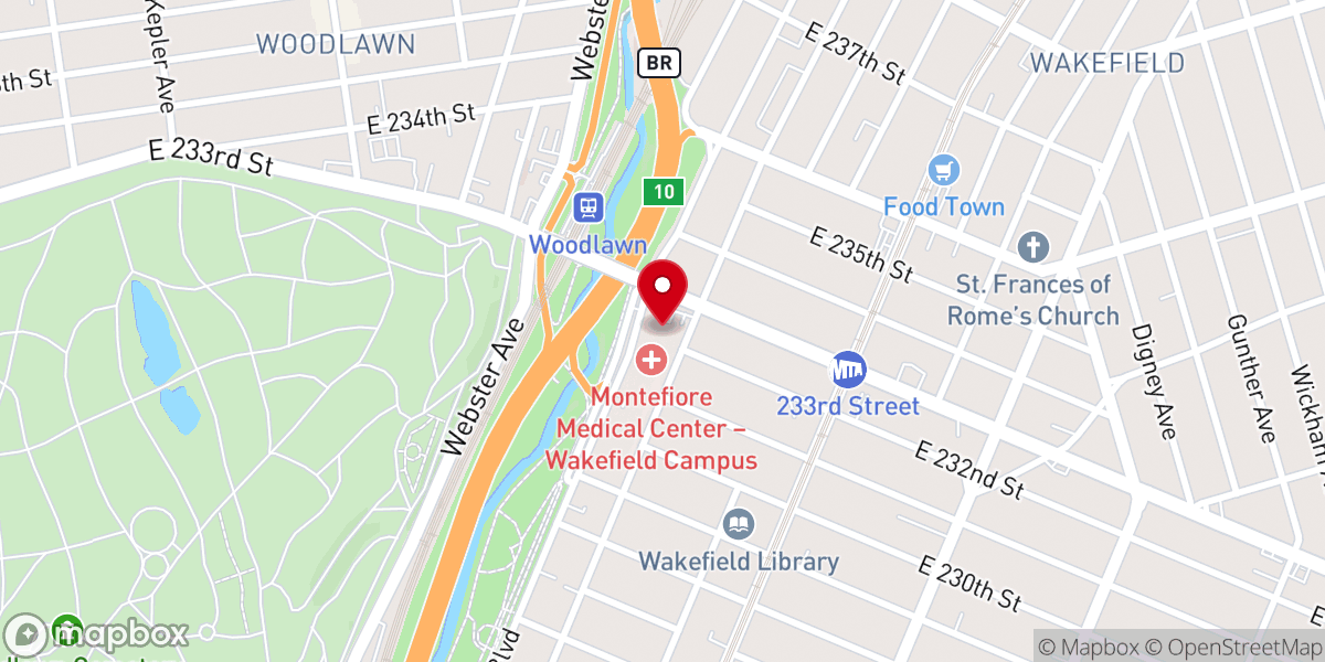 Map showing location of Montefiore Medical Center Wakefield Campus