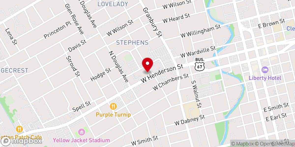 Map showing location of Field Street Baptist Church